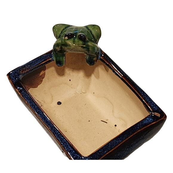 Green Frog Studio Pottery Blue Speckled Glaze Succulent Planter Pot Handmade - Picture 4 of 8